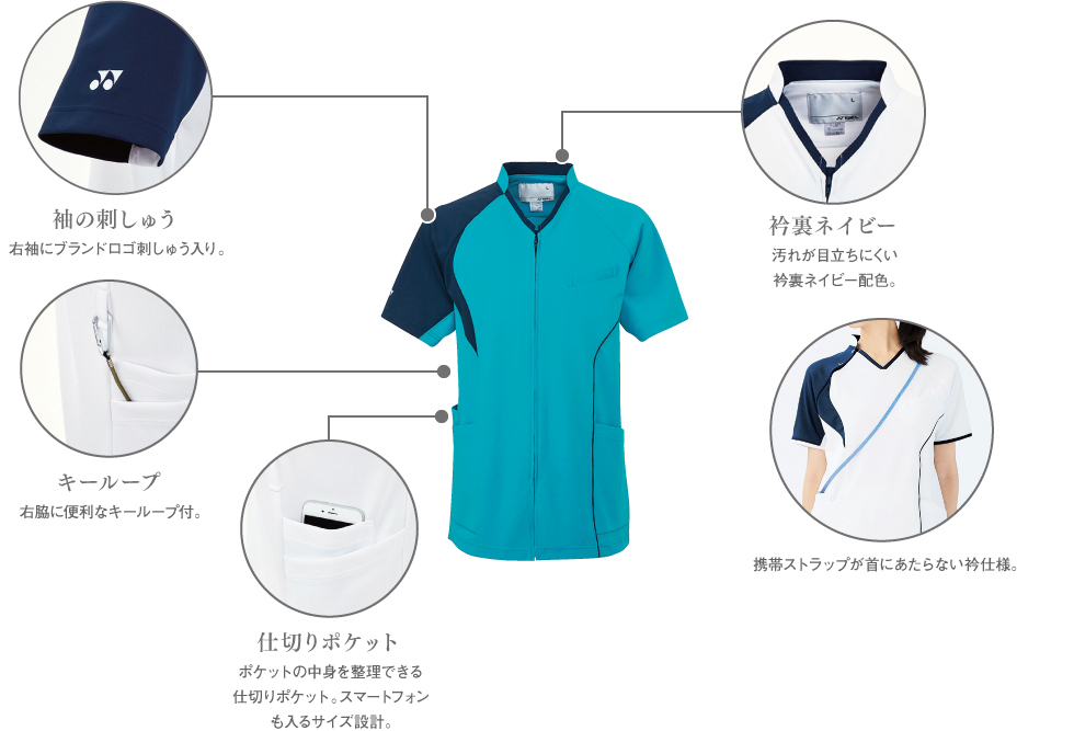 CY832 前開きスクラブ｜YONEX×KIRAKU｜ナースウエア・看護服・白衣 ...